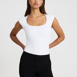 Express White Fitted Cap Sleeve Bodysuit - SOLD